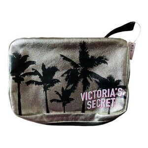 Victoria's Secret Travel Case Door Hanging Cosmetic Makeup Glam Bag Gold NWT